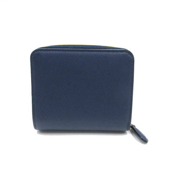 Prada Compact Round Wallet Saffiano Leather Blue - Picture 2 of 10